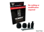 VORTEX Frame Sliders V3 2.0 Black Yamaha motorcycle body protectors on a sleek black bike frame.