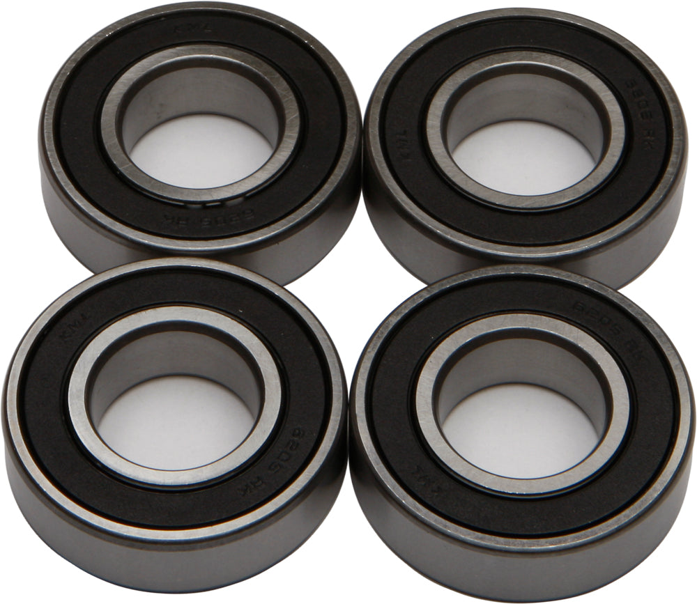 All Balls rear wheel bearing kit 22-51405 with metal bearings and seals for motorcycle wheel assembly, showing components in the image.