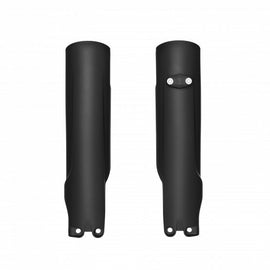 Polisport Plastics KTM fork guards in black, designed for KTM motorcycles, featuring durable plastic protection for front forks.