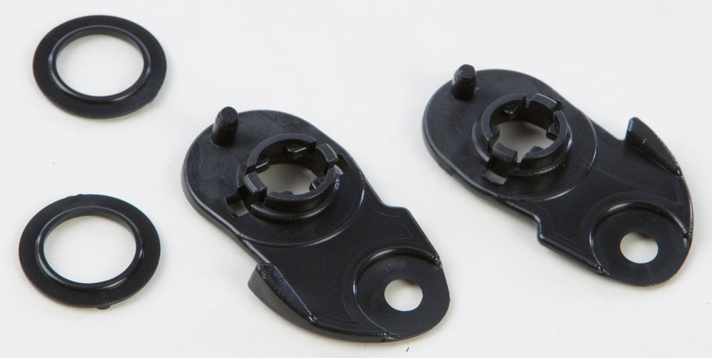 Fly Racing Trekker ratchet plate set, helmet accessories with metal plates and screws, designed for helmet adjustment and secure fit.