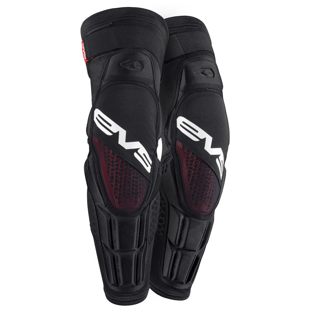 EVS Hex Pro knee and shin guard in size small/medium, black with protective hexagonal padding and adjustable straps.