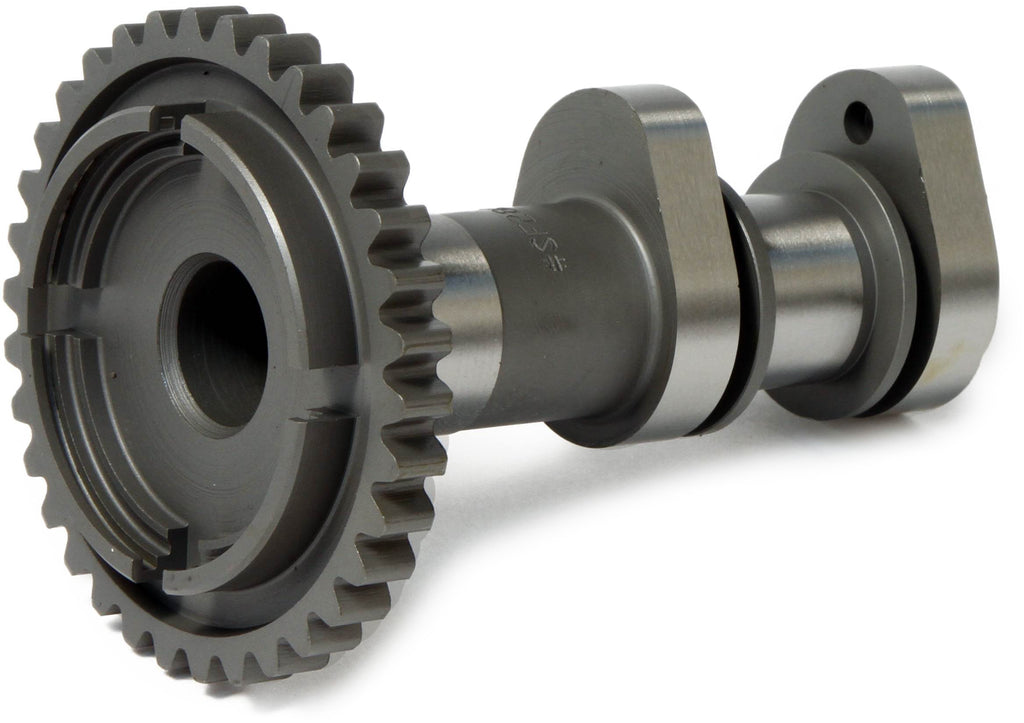 Hot Cams Racing Cam Stage 1 engine part showing a metallic camshaft for motorcycle engines.