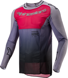 Alpine Star Supertech Dade Jersey in Iron and Red Berry colors, featuring a sporty design on a lightweight fabric.