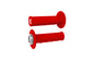 Bright red and silver ODI Grips ATV Half Waffle V2.1 grip with textured surface for enhanced grip and control.
