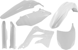 Acerbis full plastic kit in white, designed for motorcycle or dirt bike, featuring multiple plastic panels and components.