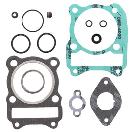 Vertex top end gaskets for Suzuki engines, showing a set of sealing gaskets and seals in a clear view.