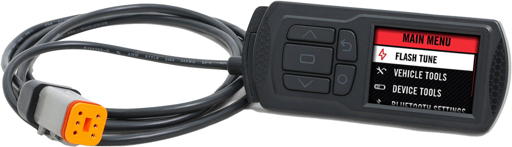 Dynojet Power Vision 3 engine management device with display screen for vehicle tuning and diagnostics.