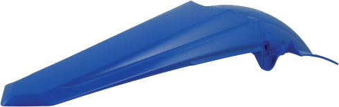 Acerbis blue rear fender for motorcycles, showing the curved plastic design and mounting holes for installation.