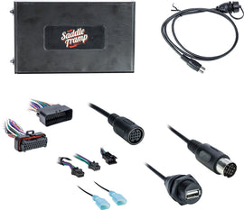 Saddle Tramp Bluetooth radio kit for Harley FLH/Flt 2006-2013 motorcycles, showing the audio communication device.