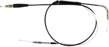 Load image into Gallery viewer, Motion Pro black vinyl throttle cable for motorcycle control lines, showing a close-up of the cable with metal fittings.