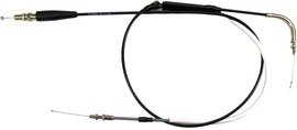 Motion Pro black vinyl throttle cable for motorcycle control lines, showing a close-up of the cable with metal fittings.