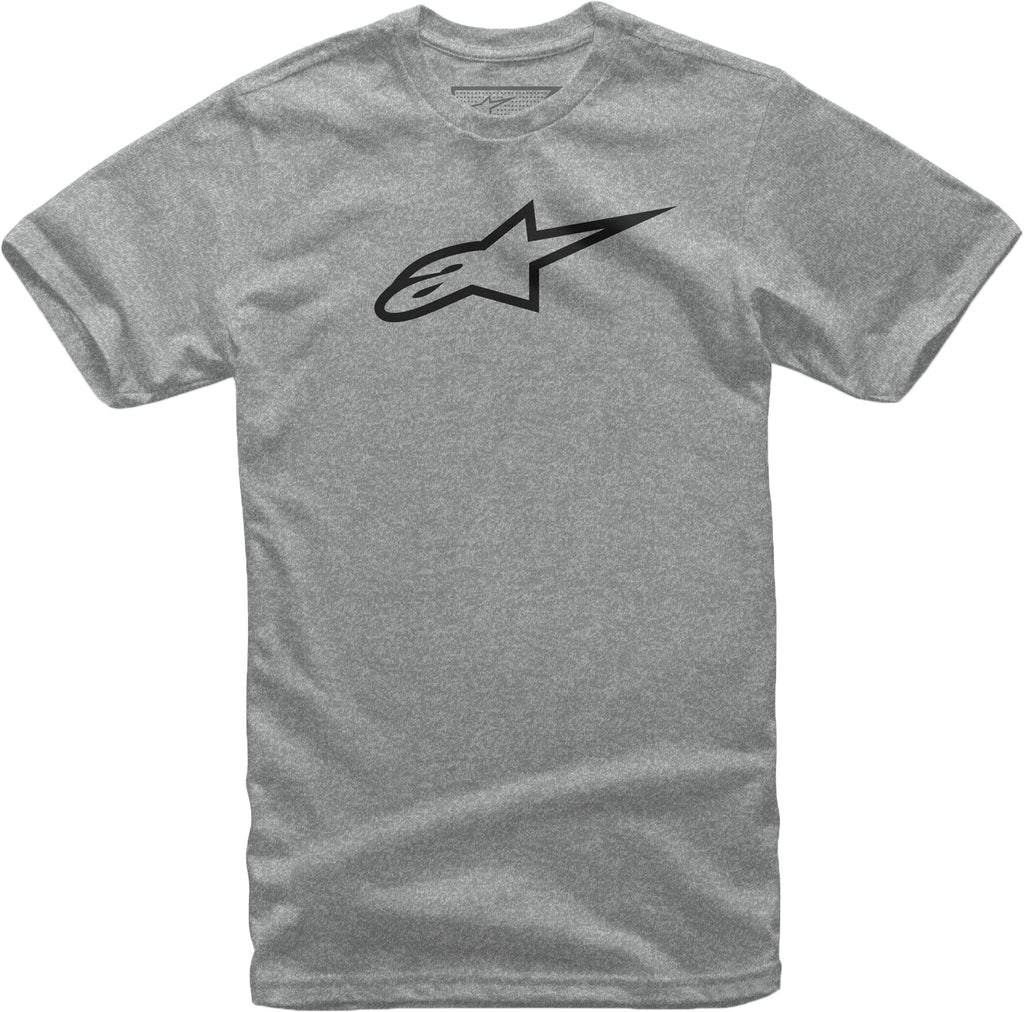 Alpine Star Ageless Tee in grey heather and black, men's size medium, casual short-sleeve t-shirt with logo details.