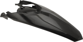Acerbis black rear fender with taillight tab for motorcycle, showing the durable plastic construction and mounting details.