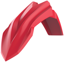 Load image into Gallery viewer, Red Polisport Plastics front fender for Beta 64-69126 motorcycle, lightweight plastic with mounting hardware visible.