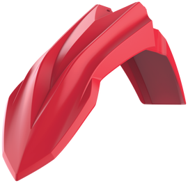 Red Polisport Plastics front fender for Beta 64-69126 motorcycle, lightweight plastic with mounting hardware visible.