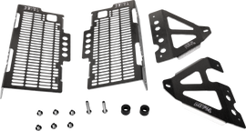 Devol Aluminum Radiator Guard for Honda CRF250 motorcycle, showing durable silver protective cover with mounting points.