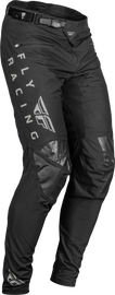 Fly Racing Youth Radium bicycle pants in black and grey, size 18, featuring ergonomic design for young riders.