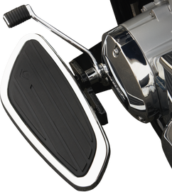 Cobra swept rider foot controls for Honda Shadow Ace 750 (98-01), motorcycle floorboards with chrome finish and detailed design.