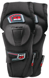 EVS SC05 Black Knee Guards for safety and protection, size medium, with padded protective design for sports or outdoor activities.
