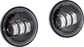 Letric Lighting Co 4.5-inch black LED passing lights, showing a sleek black housing with LED bulbs inside.