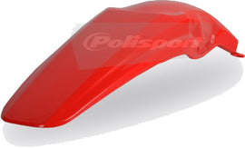 Red Polisport Plastics rear fender for motorcycles, model 64-5719, showcasing a durable plastic design with mounting points.
