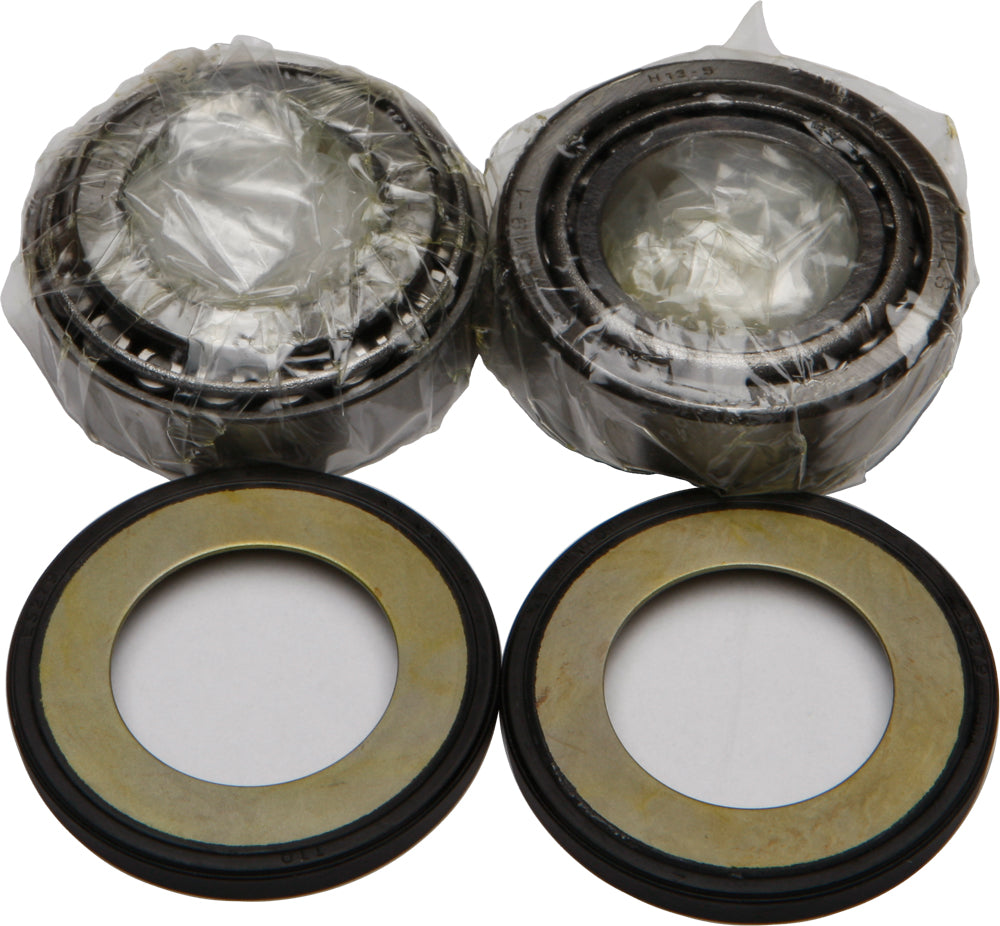 All Balls steering bearing and seal kit 22-2003 with metal and rubber components for motorcycle steering system repair.