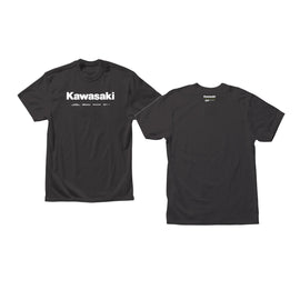 Black DCOR Kawasaki Racing T-shirt in medium size featuring racing-themed graphics and branding on front.