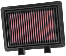 Load image into Gallery viewer, K&amp;N Air Filter 761014 for improved engine airflow, showing a rectangular reusable air filter with a black rubber frame and pleated filter media.