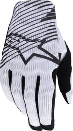 Alpine Star Radar Pro Gloves in white, medium size, showing close-up of the lightweight, durable motorcycle riding gloves.