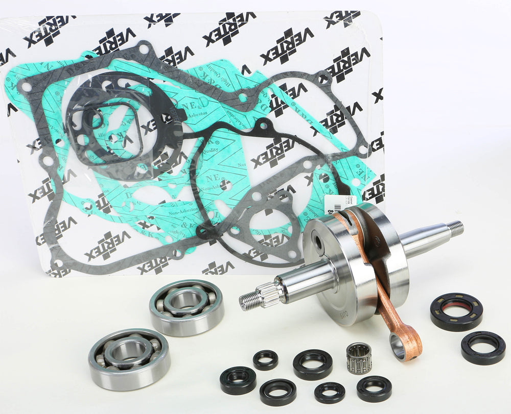Hot Rods Bottom End Kit for engine, includes crankshaft and connecting rods, assembled components on a clean workspace.