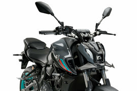 PUIG Downforce front spoiler in black for Yam model, made of durable body material, designed to enhance vehicle aerodynamics.