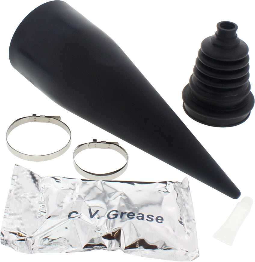 All Balls universal drive boot kit with tools, includes multiple rubber boots and installation tools for vehicle drive systems.
