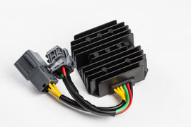 Ricks Motorsport Electric electrical regulator and rectifier, black metal component with wiring terminals for motorcycle electrical system