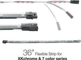XK Glow 36-inch Flex LED strip for vehicle illumination, featuring flexible design and multiple LED lights in black casing.