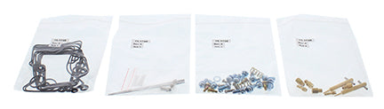 All Balls carburetor rebuild kit 141-8879 for intake, carburetor, and fuel system with gaskets and components laid out.