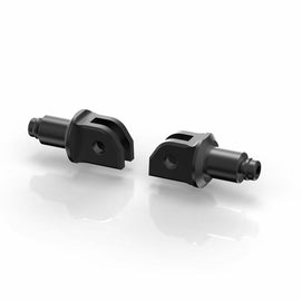 RIZOMA black rider footpeg mount kit with metal brackets and mounting hardware for motorcycle footpeg installation.