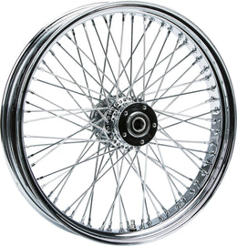 HardDrive 60-spoke chrome wheel with 21x3.5 inch diameter, flat hub, 25m axle, suitable for bicycles or motorcycles.