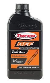 Torco RFF Racing Fork Fluid 5W in 1-liter bottle, a high-performance motorcycle fork oil from Torco for optimal suspension performance.