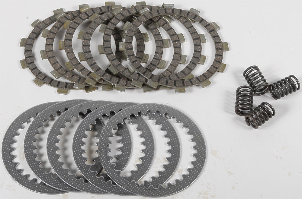 EBC Motorcycle Brakes Dirt Racer Clutch Set DRC222 for off-road bikes, showing clutch plates and components in a close-up image.