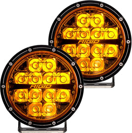 RIGID Industries 360-Series 6-inch Amber Pro Spot Light showing the round amber LED light with mounting bracket