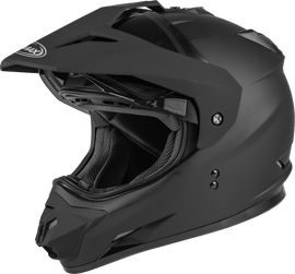 GMAX GM 11 Dual Sport helmet in matte black, XS size, with aerodynamic design and ventilation features.