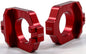WORKS Axle Blocks Elite Kaw/Suz Red drive accessories for motorcycle axle stabilization, shown in red color.