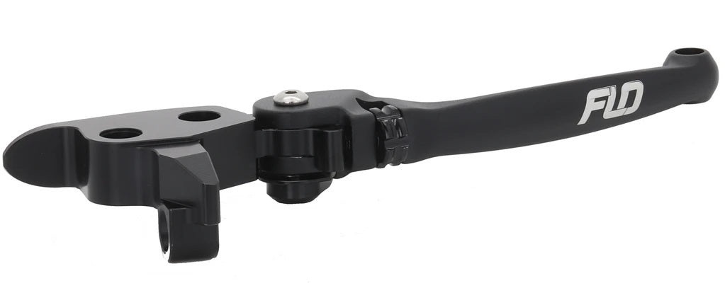 Black Flo Motorsports MX style lever set for Softail 2015-2024, featuring durable metal construction and ergonomic design.