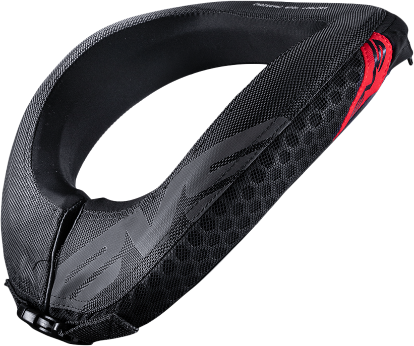Black EVS R2 Race Collar for adults, protective gear with adjustable fit, designed for motorcycle or motorsport safety.