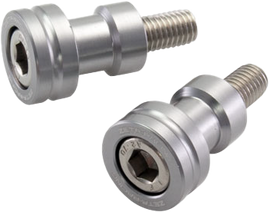 ZETA M8 Titanium Swingarm Spools for Honda Suzuki motorcycles, featuring sleek silver finish and durable design.