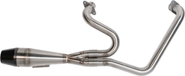Sawicki Speed Shop Indian Shorty Chieftain brushed exhaust system, shiny metal finish, detailed close-up of the motorcycle exhaust