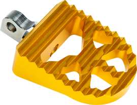 HardDrive Gripmax Footpegs in gold, motorcycle foot controls with textured surface for improved grip and style.