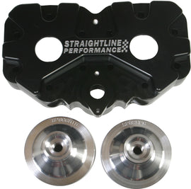 Straightline Performance billet engine head and insert in 6000' model, showcasing polished metal components for engine performance.
