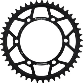 Supersprox steel rear sprocket 45T for Suzuki GSX-R750 motorcycle, black finish, 530 chain size, durable and high-performance.