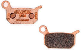 GALFER Sintered brake pads for bicycles, showing the black brake pad with metal backing and branding details.